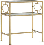 Gretna Rectangular Antique Gold Metal and Glass Accent Table