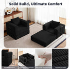 37.4in Convertible Sofa Bed, Corduroy Couch Bed, Futon Sleeper Sofa Pull Out Bed, Foldable Couch for Living Room Apartment, No Assembly Required