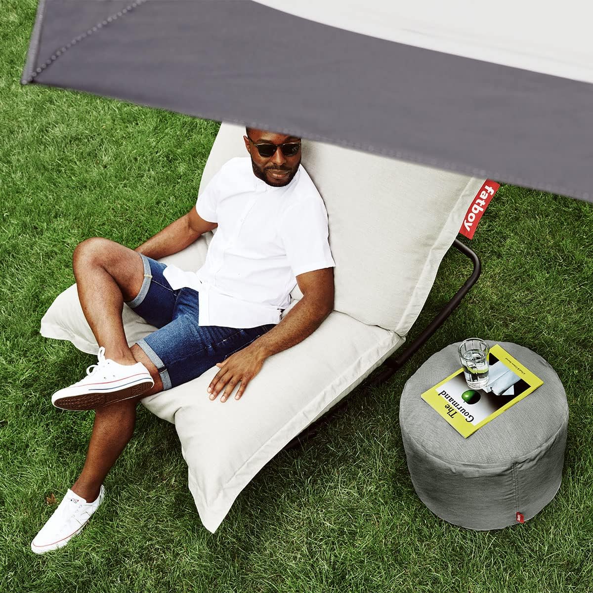 Fatboy Point Outdoor Pouf Ottoman, Rock Grey