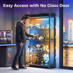 AODK Display Case with Glass Shelves & RGB Lights, 4-Tier Display Cabinet
