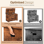 SUPER DEAL Storage Chest, 30 inches Chest Box Organizer with 2 Safety Hinges, Wooden Entryway Storage Bench, Rustic Brown