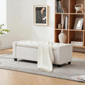 48" Storage Bedroom Bench for End of Bed, Faux Linen Upholstered Storage Ottoman with Arms for Bedroom,Living Room, Entryway, Beige