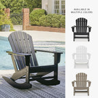Signature Design by Ashley Sundown Treasure Outdoor Rocking Chair in Black, All-Weather Adirondack Patio Rocker, Durable Weather Resistant HDPE, 250 lb Capacity, 1 Built-In Cup Holder