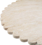 First of a Kind 54" Round Concrete Table in Travertine Finish - Modern Dining Table with Petal-Inspired Design - Seats 6, Indoor/Outdoor Use - Durable and Stylish for Elegant Gatherings