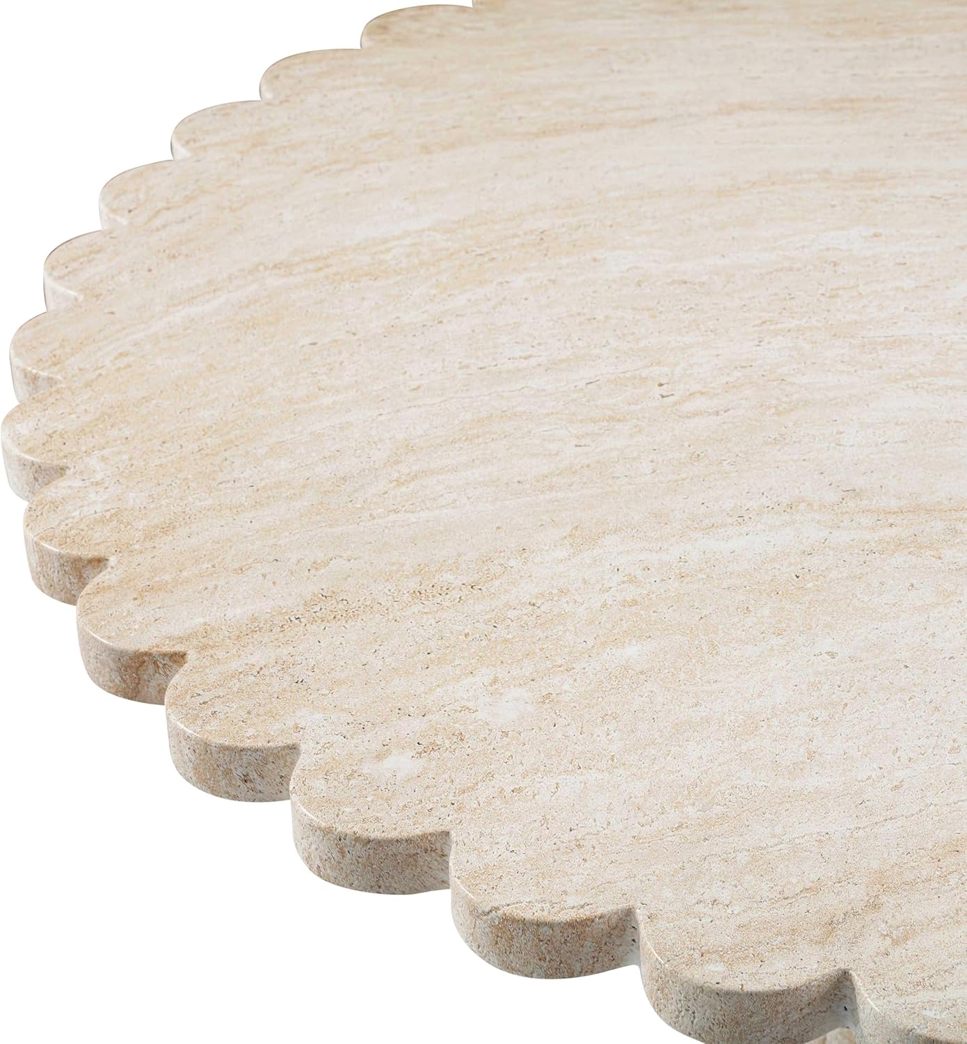 First of a Kind 54" Round Concrete Table in Travertine Finish - Modern Dining Table with Petal-Inspired Design - Seats 6, Indoor/Outdoor Use - Durable and Stylish for Elegant Gatherings
