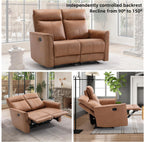 CANMOV Manual Loveseat Recliner Sofa, Wall-Hugger 2 Seat Reclining Love Seat Couches, Leathaire Reclining Sofa Set, Double Seater Recliner Chair for Living Room, Office, Apartment, Brown