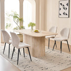 63" Large Dining Table for 4 6, [Rounded Corners] [Grooved Pedestal Base] Modern Rectangle Kitchen Dinner Dining Living Room Table