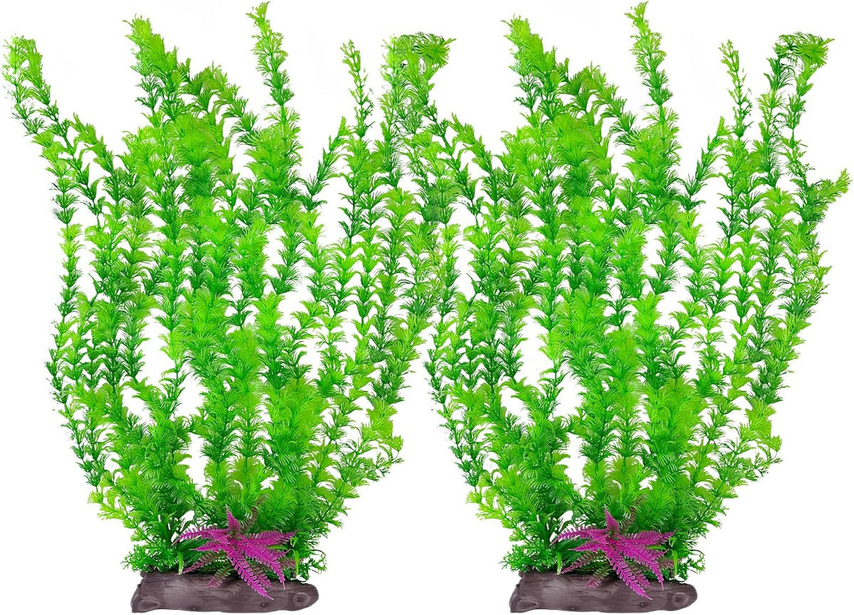 Hamiledyi Aquarium Plastic Plants Aquarium Decor Artificial Fish Tank Plants,Tall Fish Tank Decorations, Extra Large Aquarium Plant 20.4-inch Tall,2PCS
