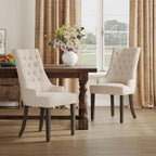 COLAMY Wingback Upholstered Dining Chairs Set of 6, Fabric Side Dining Room Chairs with Tufted Button, Living Room Chairs for Home Kitchen Resturant- Beige