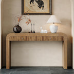 Console Table, 54.3" Wood Couch Table with Drawers, Farmhouse Entryway Table for Entrance, Hallway, Living Room, Easy Assmebly, Natural