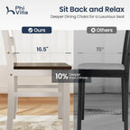 PHI VILLA Dining Table Set for 4, Solid Wood Kitchen Table and Chairs | Solid Rubber Wood, Space Saving, Farmhouse Design, Easy Assembly, Small Kitchen Table Set for Apartment, Black Walnut&Wihte
