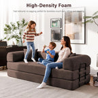 79" Convertible Sofa Bed, 5-in-1 Corduroy Couch Bed Sofa Pull Out, Memory Foam Couch, No Assembly Futon Couches for Living Room (Brown)