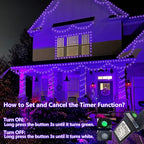 QITONG 165ft 500 LED Purple String Lights, Halloween Lights Outdoor Waterproof with 8 Modes, Green Wire Christmas Twinkle Lights Plug in Indoor