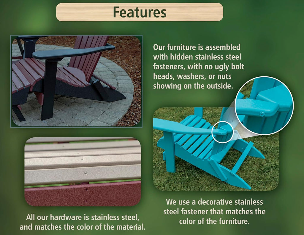 5 FT Cedar Amish-Made Porch Glider – 1000 lb Heavy-Duty Poly Lumber wood Roll Back Glider – USA Crafted HDPE Outdoor Seating Furniture - Stainless Steel Hardware – Smooth, Quiet Glide - CupHolders