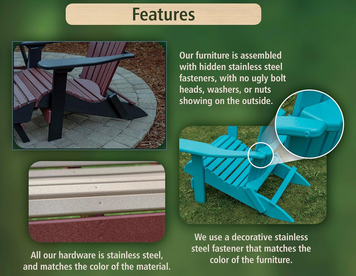 Amish Craftsmanship Made in USA 2FT Heavy Duty Poly Lumber Wood Porch Glider Premium Colors HDPE with No wood fibers Lancaster Series Rollback design 500 lbs Limit With Cupholders Solid-Cedar