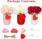 CNVOILA Valentines Table Decorations - 3PC Set with Mason Jars, Centerpiece for Dining Table, Indoor Use