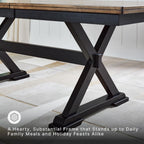 Signature Design by Ashley Wildenauer Extendable Dining Table, Farmhouse | Hardwood solids, Mango wood veneer, MDF substrate, Trestle base, Self-storing butterfly leaf, Seats 8, 60 to 78 inch length