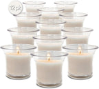 Hyoola Votive Candles - White Votives in Clear Cup - 12 Hour Burn Time Unscented Votive Candles Bulk - Pack of 12 Small Candles in Bulk - Made in Europe