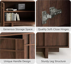 65.6" Mid Century Modern TV Stand for 75 Inch TV, Walnut | Media Console Cabinet with Storage, Skeletal Lines Design, Wood Grain Finish, Entertainment Center for Living Room, Bedroom