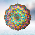 Mandala Wind Spinner - Purple Tulip Design | 12 Inch Stainless Steel Hanging Wind Sculpture & Catcher, 3D Kinetic Yard Art Garden Decor for Indoor & Outdoor | Meaningful Gift Idea