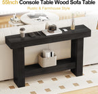 55 Inch Farmhouse Console Table, Wooden Rectangular Sofa Table Behind the Couch, Industrial Entryway Tables with Storage for Living Room, Entrance, Hallway