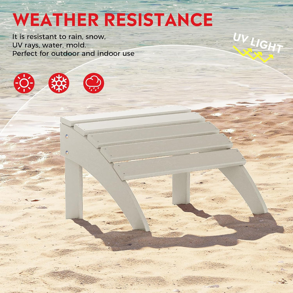Costaelm Adirondack Chair Footrest Foldable Ottoman, Folding Ottoman Outdoor Foot Rest for Patio Waterproof, Adirondack Ottoman Outdoor, Sand
