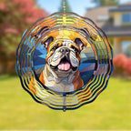 Bulldog Wind Spinners Outdoor Dog Memorial Gifts, 3D Metal Kinetic Hanging Garden Wind Spinner, Spinner Decor, Wind Sculptures for Outdoor & Indoor, Window, Yard Decor (Bulldog 3)