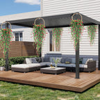 Artificial Hanging Flowers, 3 Pcs Fake Hanging Plants Artificial Vines for Outdoors, Fake Ivy Vine UV Resistant No Fade Faux Plants for Indoor Outside Garden Patio Yard Greenery Decoration (Dark Red)