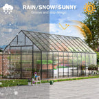 CDCASA 24x10x10 FT Greenhouse for Outdoors, Large Thicker Aluminum Heavy Duty Polycarbonate Greenhouses Kit w/5 Vent Windows, Swing Door, Walk-in Green House for Sunroom Patio,Backyard