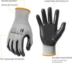 MANUSAGE Safety Work Gloves Nitrile For Men and Women, with Touchscreen Fingers, Men's Work Gloves with Grip, Mechanics Gloves (Size-XL, Grey, 3 Pairs)