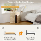 DNYN Boucle Platform Bed Frame with Thick Headboard and Steel Legs