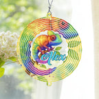 Personalized Chameleon Wind Spinner 3D Stainless Steel, Chameleon Garden Spinner Hanging Outdoor Decor, Wind Spinners Outdoor, Custom Gift for Grandmother, Mom, Wife