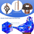 Decorative Solar Lights, Outdoor Solar Bird Stake Lights, Hand Blown Glass Decorative Garden Pathway Lights Outdoor Waterproof Glass Stakes (Dark Blue)