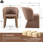 Homedot Upholstered Dining Chairs Set of 6, Modern Dining Room Chairs with Barrel Back, Accent Arm Chair for Dining Room, Living Room, Bedroom, Vanity, Brown