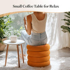 19.5 Inch Round Storage Ottoman, Modern Velvet Ottoman Coffee Table with Removable Top, Orange Vanity Stool with Storage for Bedroom, Living Room, Dorm, Set of 2