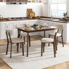 GOFLAME 5-Piece Dining Table Set for 4, Farmhouse Kitchen Table & 4 Upholstered Chairs with Rubber Wood Frame, Padded Seat, Curved Backrest, Space-Saving Dinette Set for Dining Room, Small Space