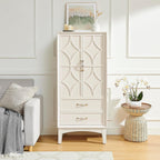 MERITLINE 53.5" Tall Kitchen Pantry Cabinet with Doors & Drawers, Mid Century Modern Sideboard Buffet Storage for Living Room, Entryway, Hallway & Garage (Antique White)