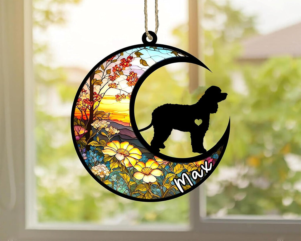 Personalized Dog Memorial, Custom Name Irish Water Spaniel Dog Christmas Ornament with Name, Custom Breeds, Pet Loss Light Catcher, Gifts for Lovers Loss of Pet Sympathy on Mothers Day Christmas