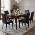 LSSBOUGHT Modern Dining Chair Urban Style Linen Kicthen Chairs with Solid Wood Legs for Dining Room and Restaurant (Black, Set of 6)