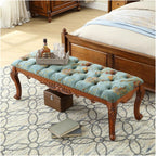 Modern Natural Solid Wood Upholstered Bench - Velvet Cushions Functional Seating for Bedroom, Living Room, Hallway, Entryway, Foyer Bed Ends Entryway(Brown,140 * 53 * 47cm)