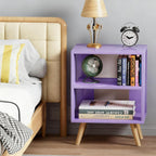 Aenuert Night Stand, Purple Nightstand, Modern End Table with Open Storage, 2-Tier Wooden Bedside Table for Small Space, Living Room, Bedroom