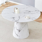 White Dining Table,45'' Round Dining Table for 4-6,Modern Marble-Look Kitchen Table with Stable Base,Space Saving Dinner Table for Kitchen,Apartment,Study.