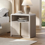 ModernMate Nightstand Set of 2, 23.6" Fluted Night Stand with 2 Drawer,Grey