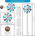 Wind Spinners Outdoor, 10 inch Wind Sculptures & Spinners, Metal Kinetic Wind Spinner, Decorative Pinwheels Large Wind Spinners for Yard and Garden Decor, Blue