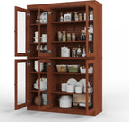 Palace Imports 100% Solid Wood 48.5" Pantry China Cabinet with Clear Glass Doors and Adjustable Shelves (Mocha)