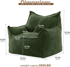 EBENCHICO Giant Bean Bag Chair for Adults, Corduroy Large Bean Bag Chairs for Teens with Armrests, Comfy Adult BeanBag Chair Sofa Couch with Filler Included for Bedroom Living Room