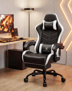 GTPLAYER Gaming Chair for Adults, Computer Chair with Footrest, Snow White | Ergonomic Video Game Chair with 90-155° Recline, Removable Headrest & Lumbar Support, All-Day Comfort for Home & Office