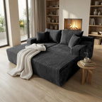 Sytopia Loveseat Chaise Lounge with Armrests, Oversized Sofa Bed with 4 Pillows, Cozy Sleeper, Modular Sectional Couch for Living Room Bedroom, Floor Chair Furniture sala Corduroy