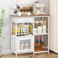SWTYMIKI Coffee Bar Cabinet for Home - Farmhouse Coffee Stand Station Multi-Purpose Buffet Sideboard Cabinet with Drawers - Kitchen Bar Table for Living Room, Corner, Small Space, Oak