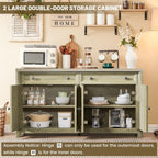 Standifurno Farmhouse Buffet Cabinet with Storage, 59" Large Sideboard Credenza with Adjustable Shelves & 4 Doors, Wood Rustic Kitchen Coffee Bar Console for Table Living Room, Natural